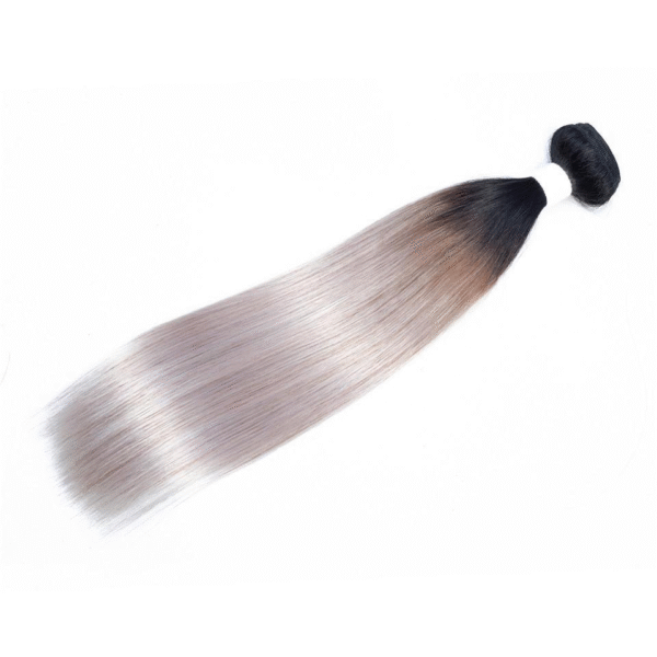 Virgin Hair Natural Straight Ombre Dark Roots Grey Hair Bundles - Image 4